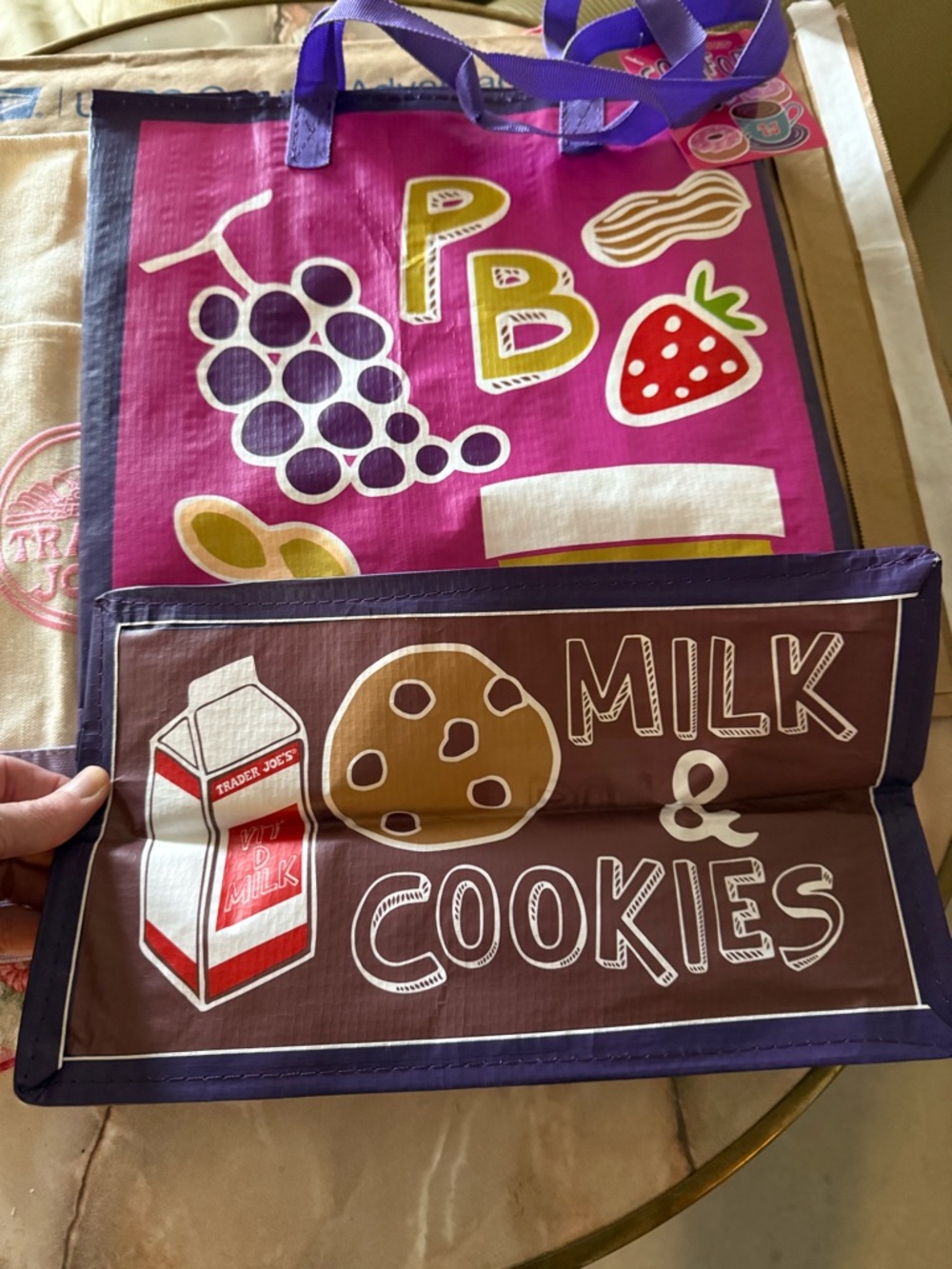 (2) LARGE Navy Trader Joe’s Canvas Tote Bags 🎁  + TJ Poly Bag 📬 SHIPS FAST! - Picture 5 of 9